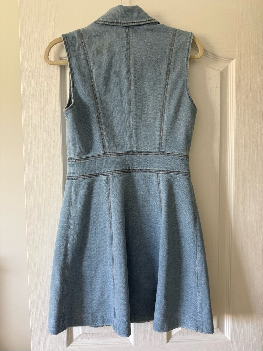 PAIGE Light Wash Denim Button Front Mini Dress Size 2 - Picture 6 of 6